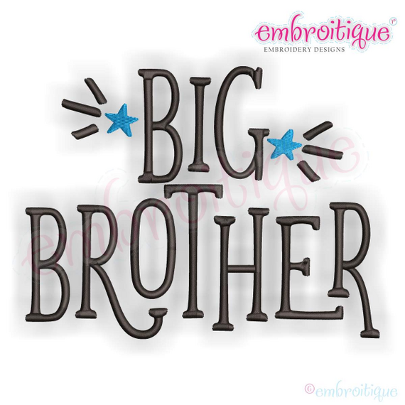 Big Brother with Stars Sibling Machine Embroidery Design - Embroitique
