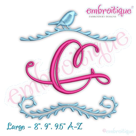 Bird Frame Monogram Font Large Sizes