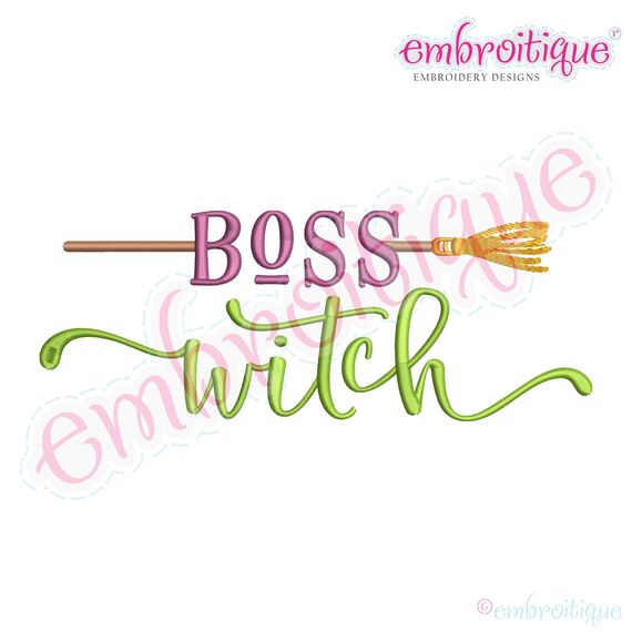 Boss Witch with Broom Funny Halloween