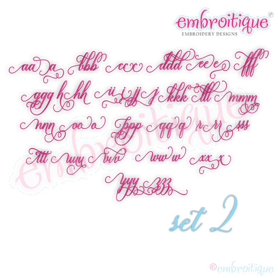 Bridget Super Set (sets 1, 2 & 3) - Small - Beautiful Calligraphy Swash Interchangeable Machine Embroidery Alphabet font - BX files included