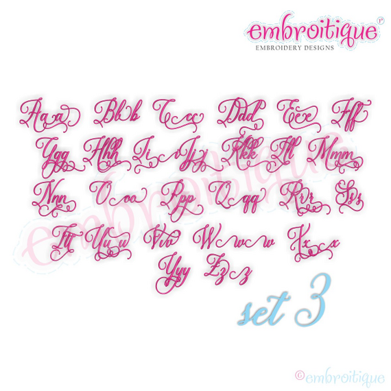 Bridget Monogram Set 3 - Small - Beautiful Calligraphy Swash Interchangeable Machine Embroidery Alphabet font - BX files included