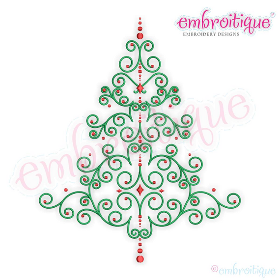 Curly Christmas Tree Machine Embroidery Design