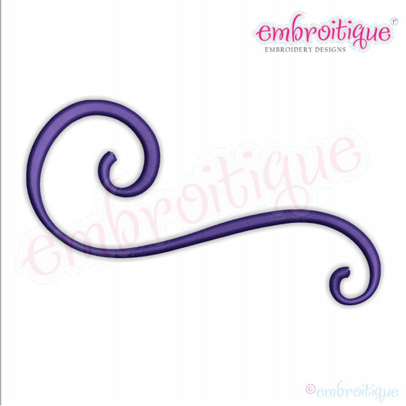 Curly Swirly Calligraphy Flourish Accent Embellishment 5 Machine Embroidery Design - 11 sizes!  Embroitique