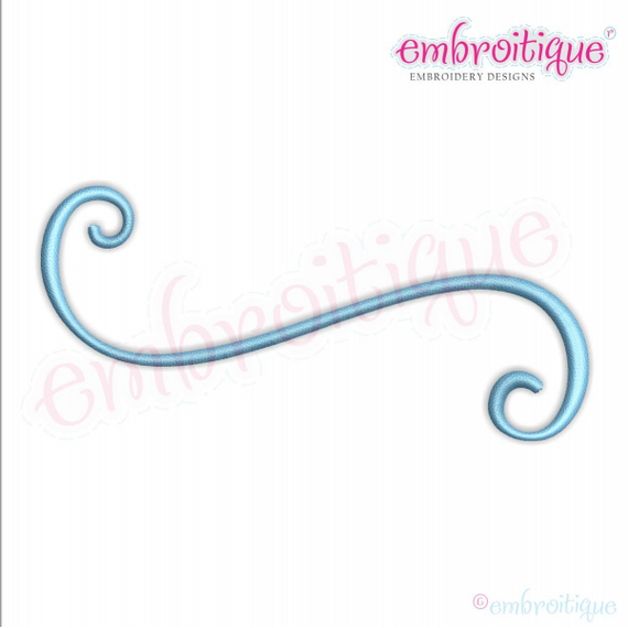Curly Swirly Calligraphy Flourish Accent Embellishment 7 Machine Embroidery Design - 11 sizes!  Embroitique