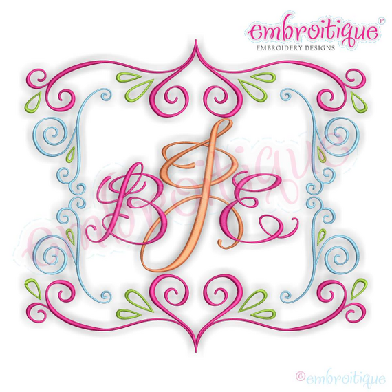 Curly Vintage Scroll Font Frame 4 - Machine Embroidery File