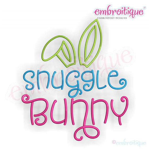 Snuggle Bunny - Cute Curly Easter Design - Machine Embroidery Design - Embroitique