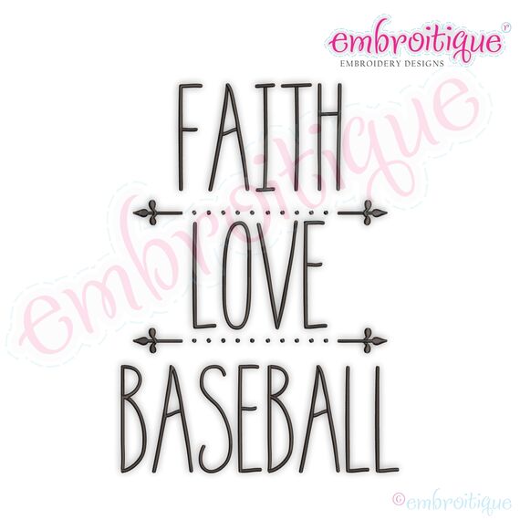 Faith Love Baseball Rae Dunn Style Farmhouse Chic Machine Embroidery Design