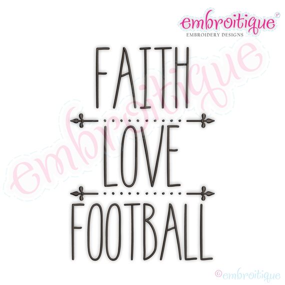 Faith Love Football Rae Dunn Style Farmhouse Chic Machine Embroidery Design