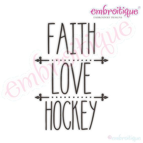 Faith Love Hockey Rae Dunn Style Farmhouse Chic Machine Embroidery Design