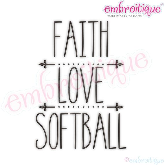 Faith Love Softball - Tall Thin Rae Dunn Style Digital Machine Embroidery Design