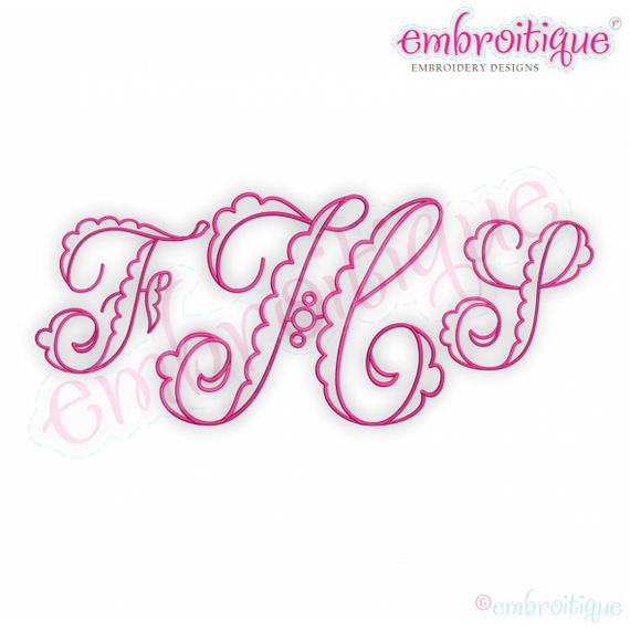 Fallyn Scalloped Monogram Set - fun, girly, alphabet -Embroitique Machine Embroidery File