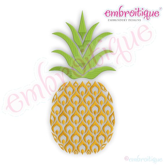 Fancy Pineapple Fruit Welcome Fill Stitch Instant Download Machine Embroidery Design