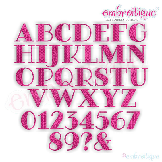 Garner Embroitique Exclusive Patterened Fill Stitch Block Monogram Font