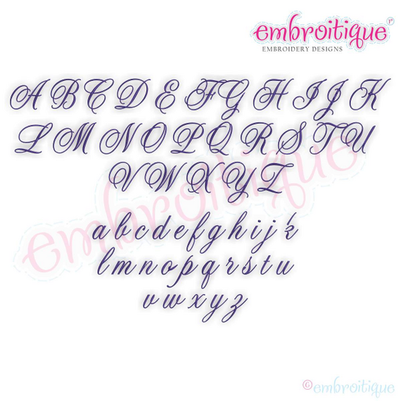 Giselle Font Small- Calligraphy Script Italics Monogram Alphabet - BX files - Machine Embroidery File
