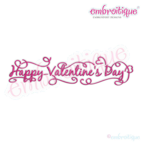 Happy Valentine's Day with Curls and Swirls Machine Embroidery Design