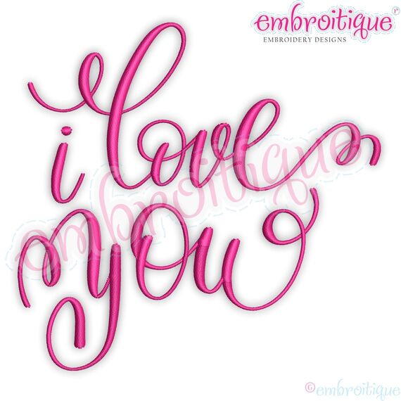 I love you Calligraphy Script Machine embroidery design