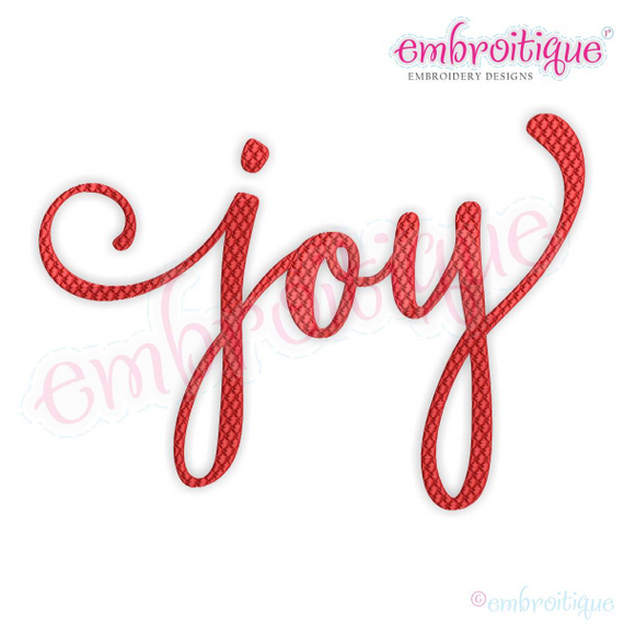 Joy - Calligraphy Patterned Fill Stitch Machine Embroidery Design -  Machine Embroidery File