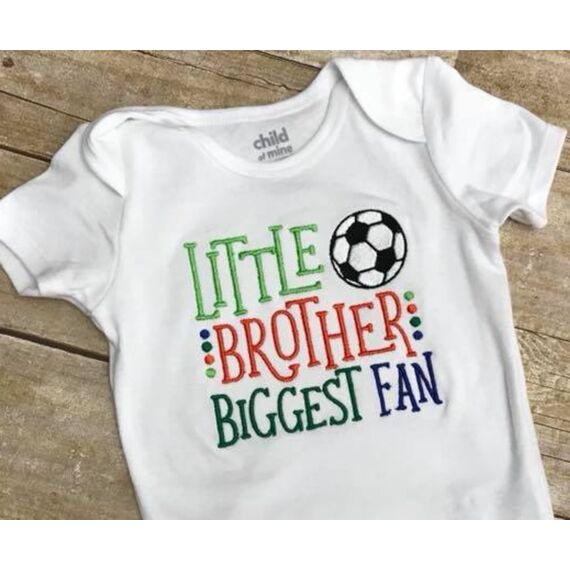 Little Brother Biggest Fan Fill Stitch Soccer Ball Embroitique  Machine Embroidery Design, 2 image