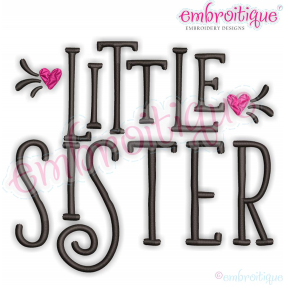 Little Sister with Heart - Adorable Sibling Design - Embroitique Machine Embroidery File