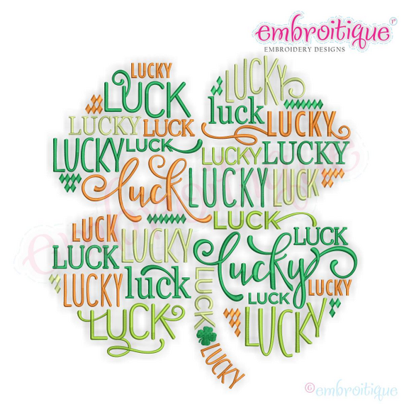 Lucky Shamrock St. Patrick's Day Word Jumble - Machine Embroidery Design