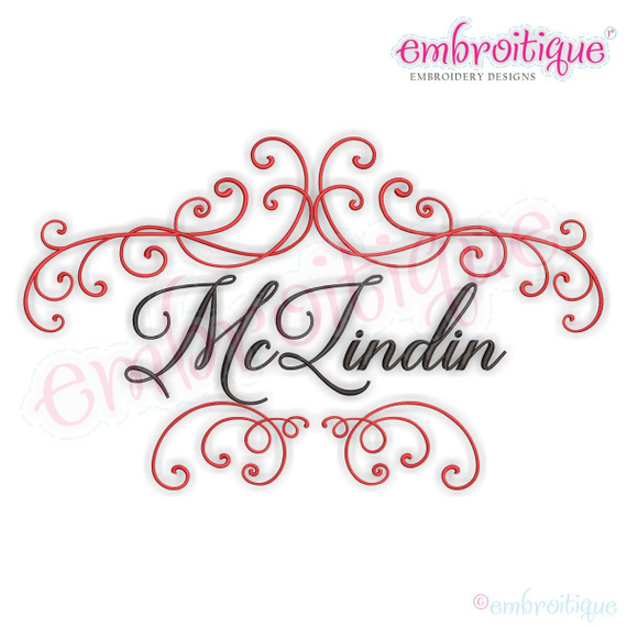 McLinden Fancy Ornate Font Frame - Machine Embroidery Design