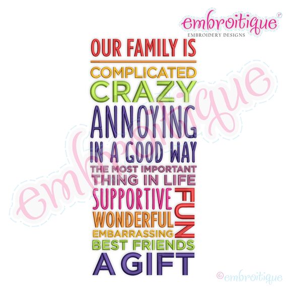 Our Family Is Complicated Crazy Annoying In A Good Way..... checklist  - Fun Embroidery Design