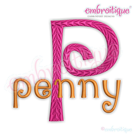 Penny Monogram Font - Machine Embroidery Files
