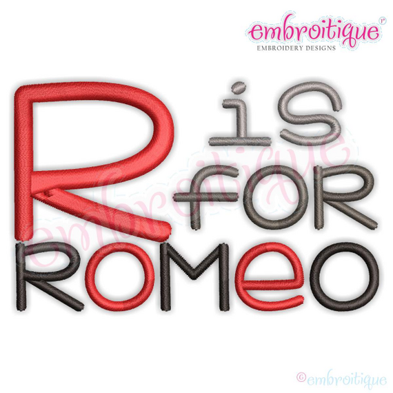 Romeo Monogram Font - Complete Alphabet & Numbers - Machine Embroidery File