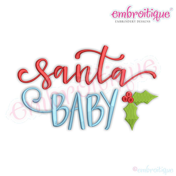 Santa Baby Christmas Holiday machine Embroidery Design