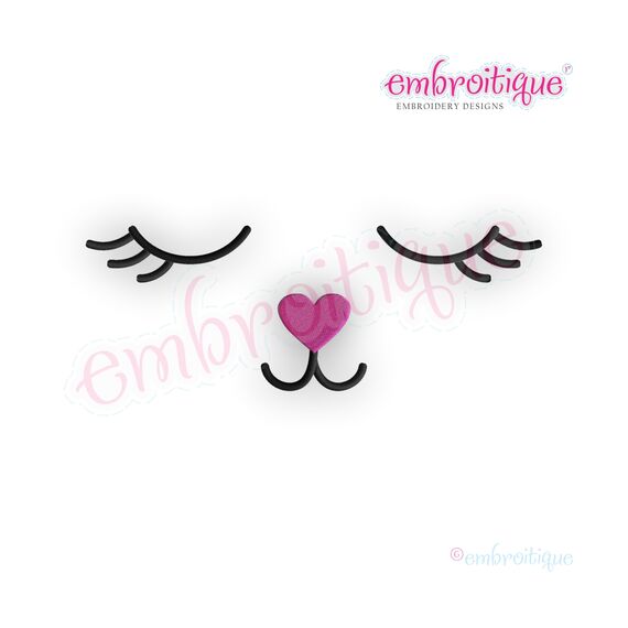 Easter Bunny Face 8 with heart Nose Sleeping