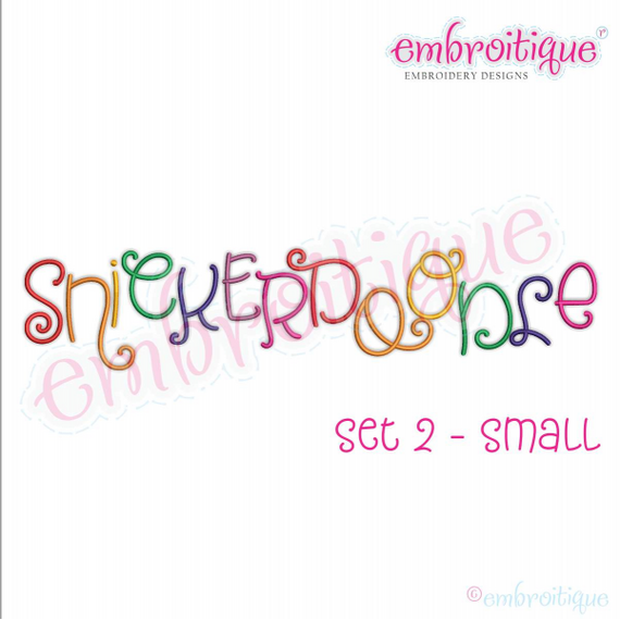 Snickerdoodle 2 Adorable Cute and Curly SMALL SET  Embroitique Exclusive machine Embroidery Monogram Font - 1", 1.5", 2", 2.5" 3"
