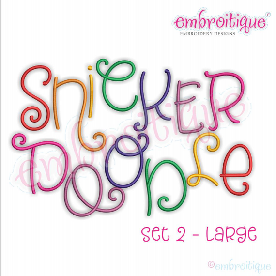 Snickerdoodle 2  Adorable Cute and Curly LARGE SET  Embroitique Exclusive machine Embroidery Monogram Font -sizes 4", 5". 6". 7"