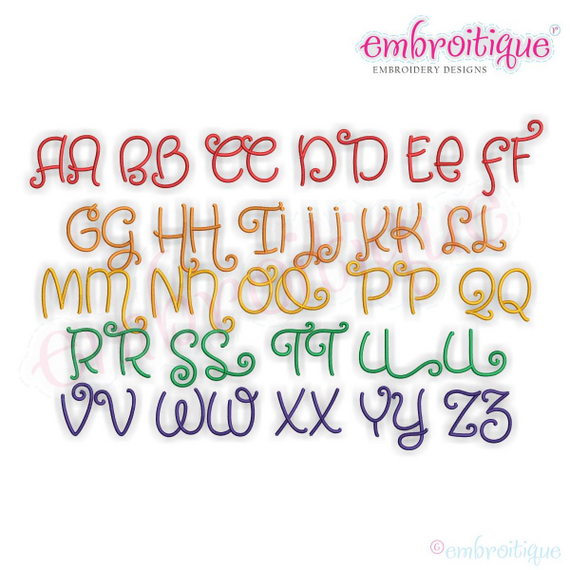 Snickerdoodle 2  Adorable Cute and Curly LARGE SET  Embroitique Exclusive machine Embroidery Monogram Font -sizes 4", 5". 6". 7"
