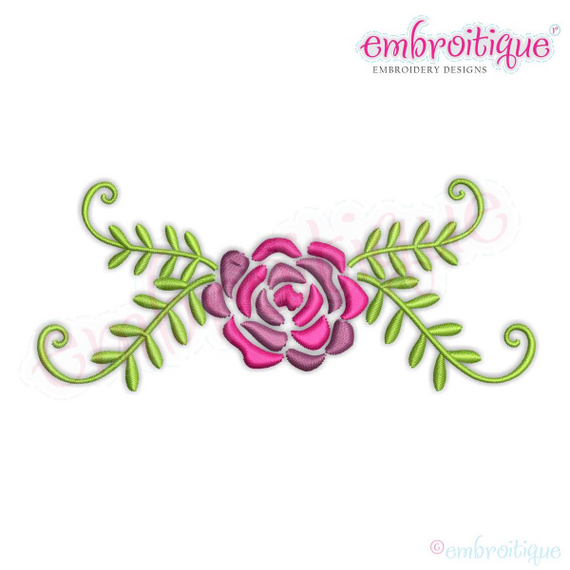 Spring Flower with Leafy Flourish Border Frame Machine Embroidery Design - Embroitique