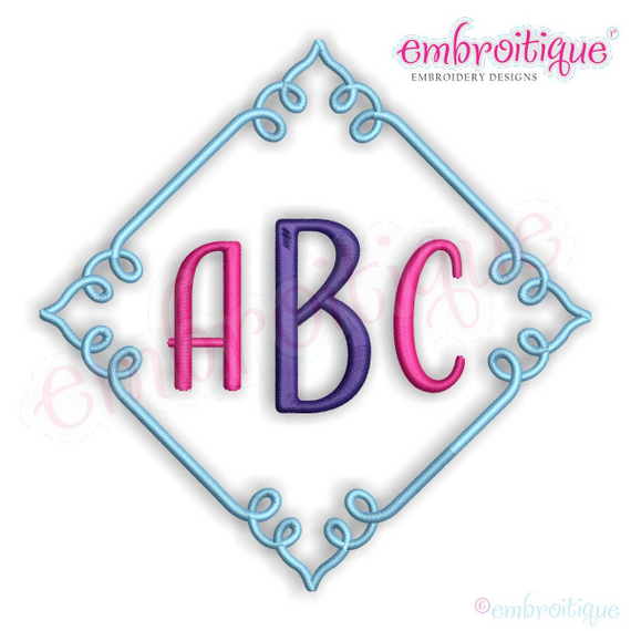 Square Font Frame 1 - Curly Vintage Monogram Frame for Machine Embroidery - Embroitique