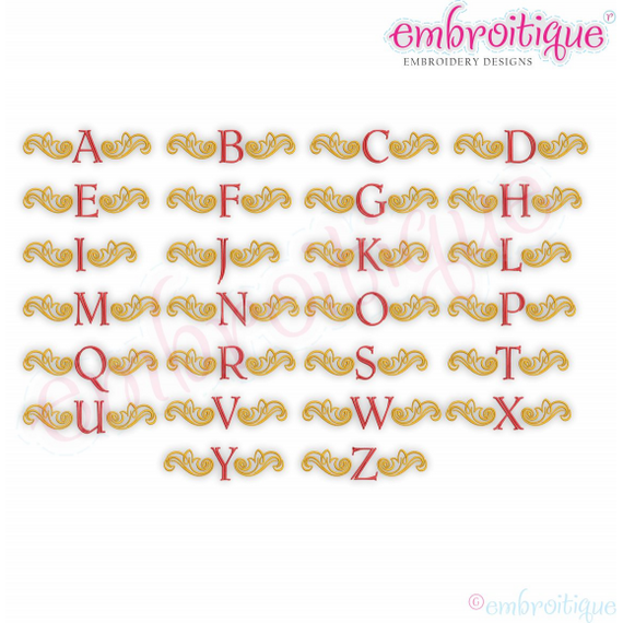 Steele Vintage Accent Flourish Initial Embroidery Monogram Font - Small Embroitique