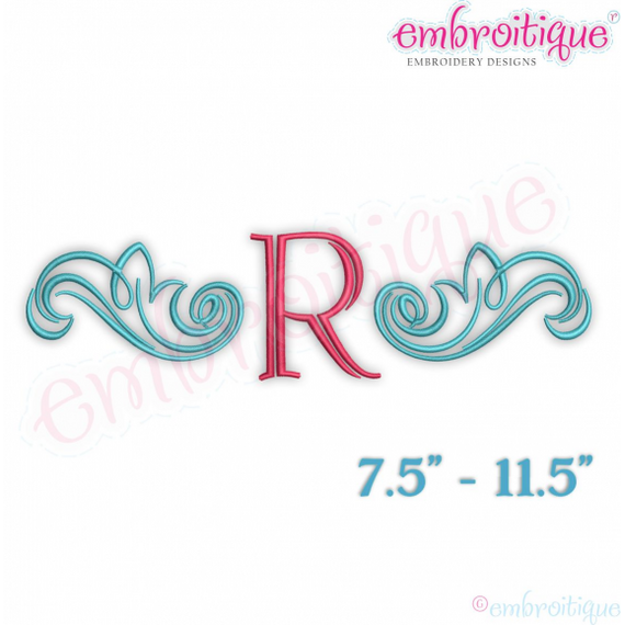 Steele Vintage Accent Flourish Initial Embroidery Monogram Font - Large Embroitique
