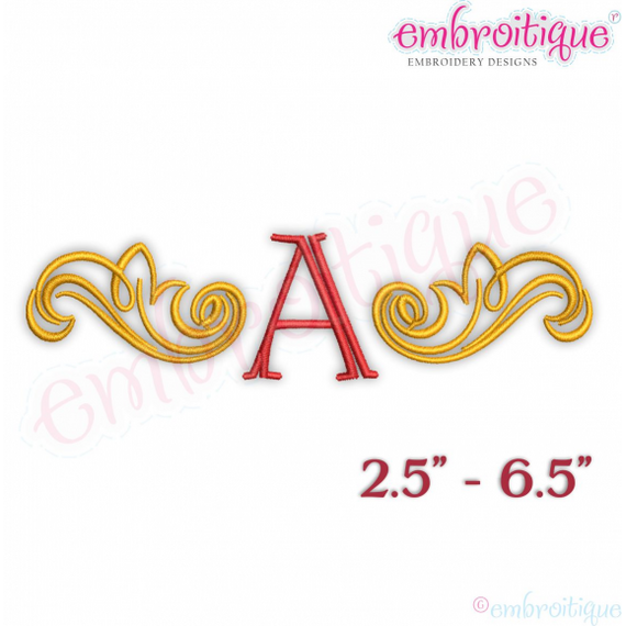 Steele Vintage Accent Flourish Initial Embroidery Monogram Font - Small Embroitique