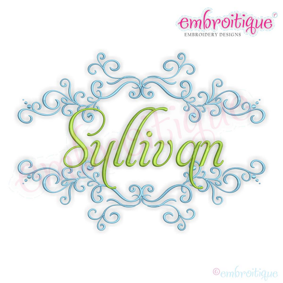 Sullivan Vintage Flourish Fancy Monogram Font Frame for machine Embroidery - Embroitique