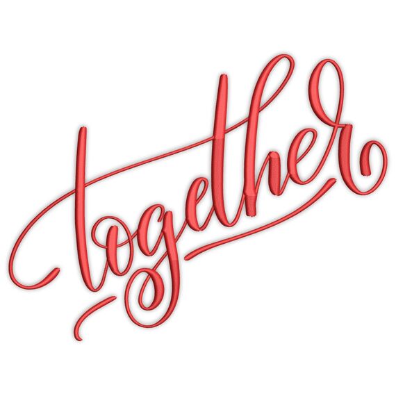 Embroitique Together Love Wedding Valentine's Day Calligraphy Hand Lettered Machine Embroidery Design