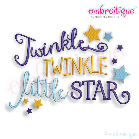 Twinkle Twinkle Little Star - Baby Nursery  - Machine Embroidery Design