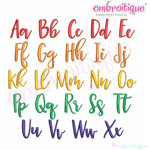 Twist & Shout Monogram Font - cute font for boys & girls - Embroitique Digital Embroidery Design - . 0.75", 1", 1.45", 2", 2.5", 3"