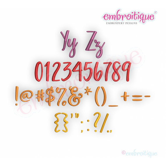 Twist & Shout Monogram Font - cute font for boys & girls - Embroitique Digital Embroidery Design - . 0.75", 1", 1.45", 2", 2.5", 3"