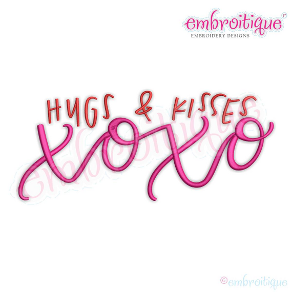 Hugs & Kisses XOXO - Love Marriage Wedding Valentines - Machine Embroidery File