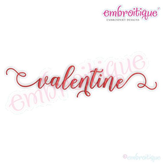 Valentine in Calligraphy Script - Love Marriage Wedding Valentines - Machine Embroidery File