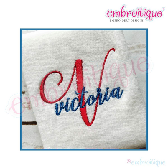 Victoria - Small  Fancy Calligraphy Script Monogram Alphabet for Machine Embroidery