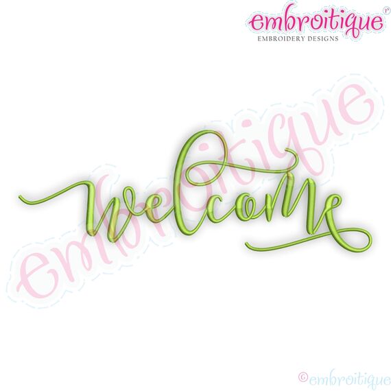 "welcome" in script font