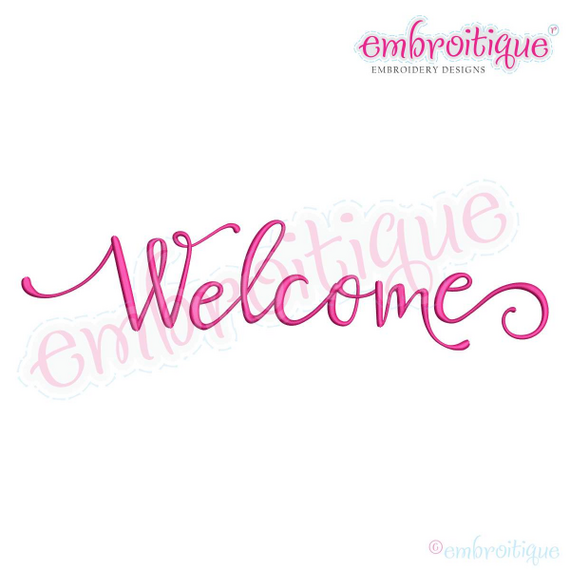Welcome Script Embroitique Machine Embroidery Design