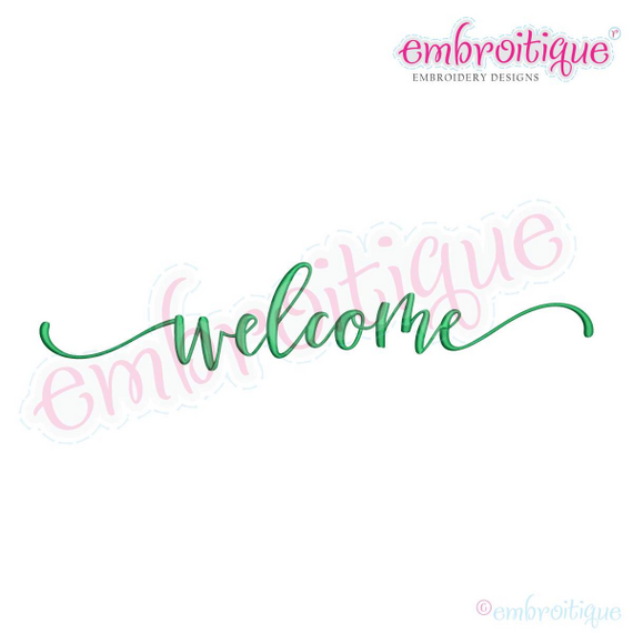 Welcome Calligraphy Script - Embroitique Machine Embroidery Design