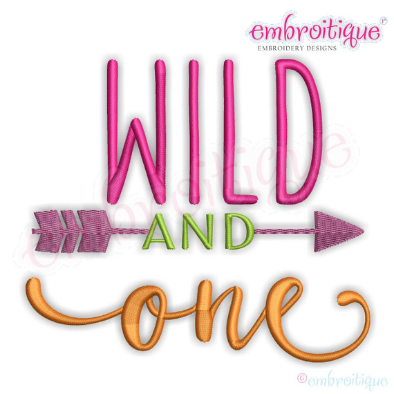 Wild and ONE -boy or girl first birthday - Machine Embroidery File
